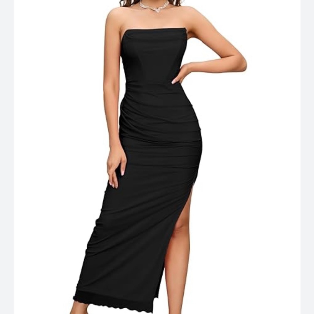 Elegant Corset Black Strapless Dress - Picture 4 of 5